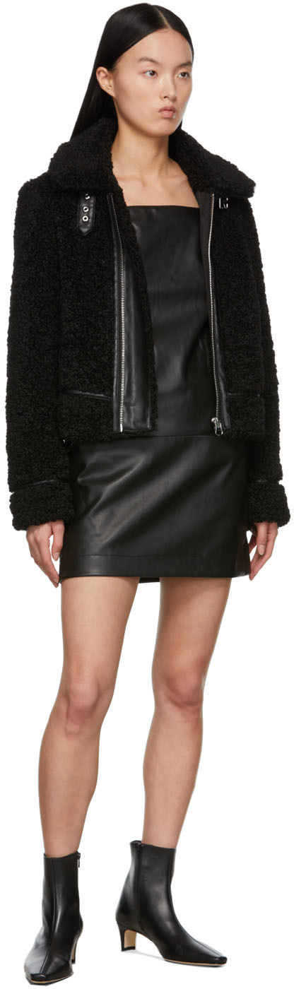 staud vegan leather dress STAUD Sketching Cutout Paneled Vegan Leather Midi Dress Size 2 Reg $350
