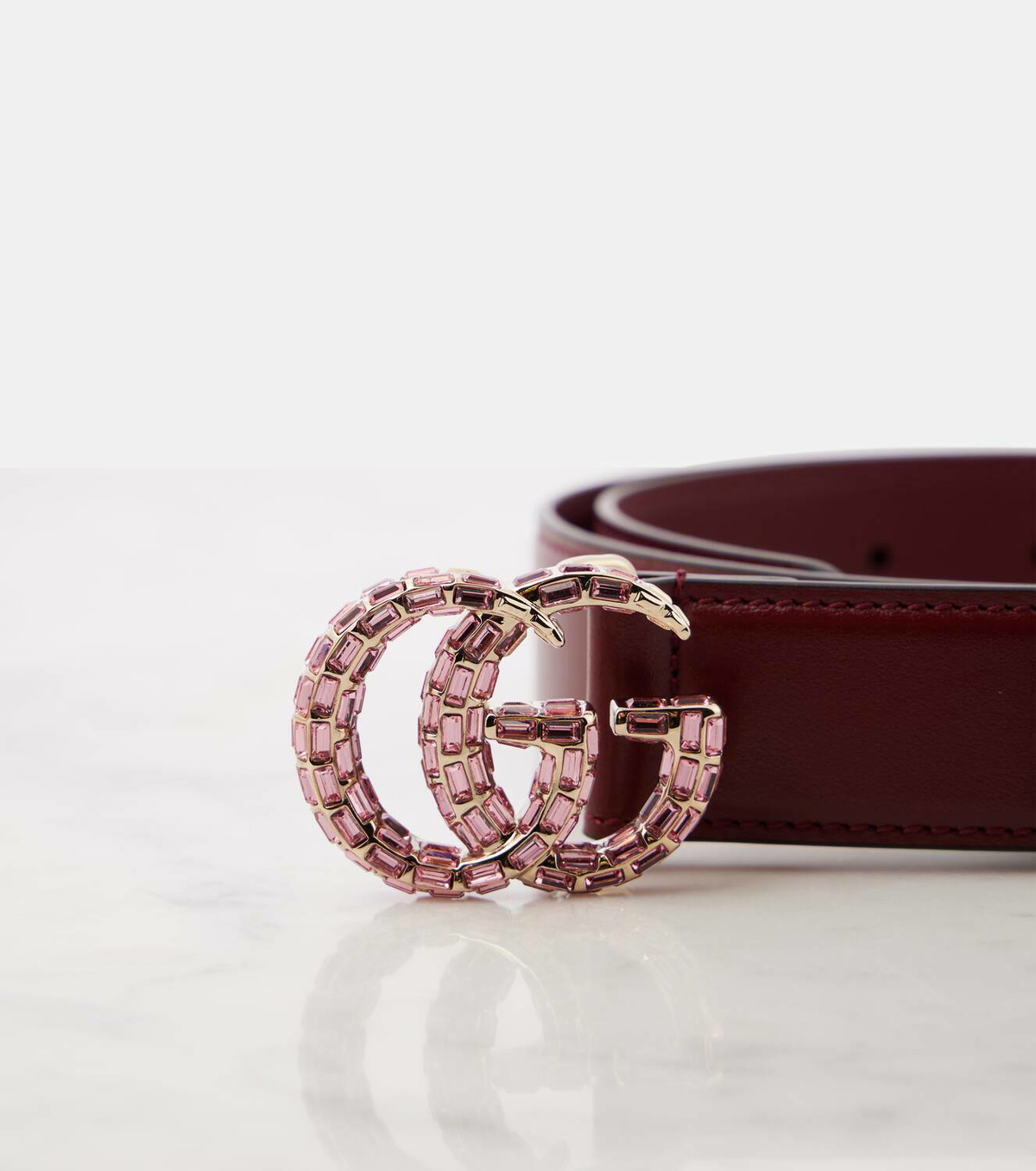 Gucci GG Marmont slim embellished leather belt Gucci