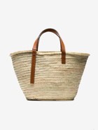 LOEWE PAULA'S IBIZA - Basket Raffia And Leather Tote Bag