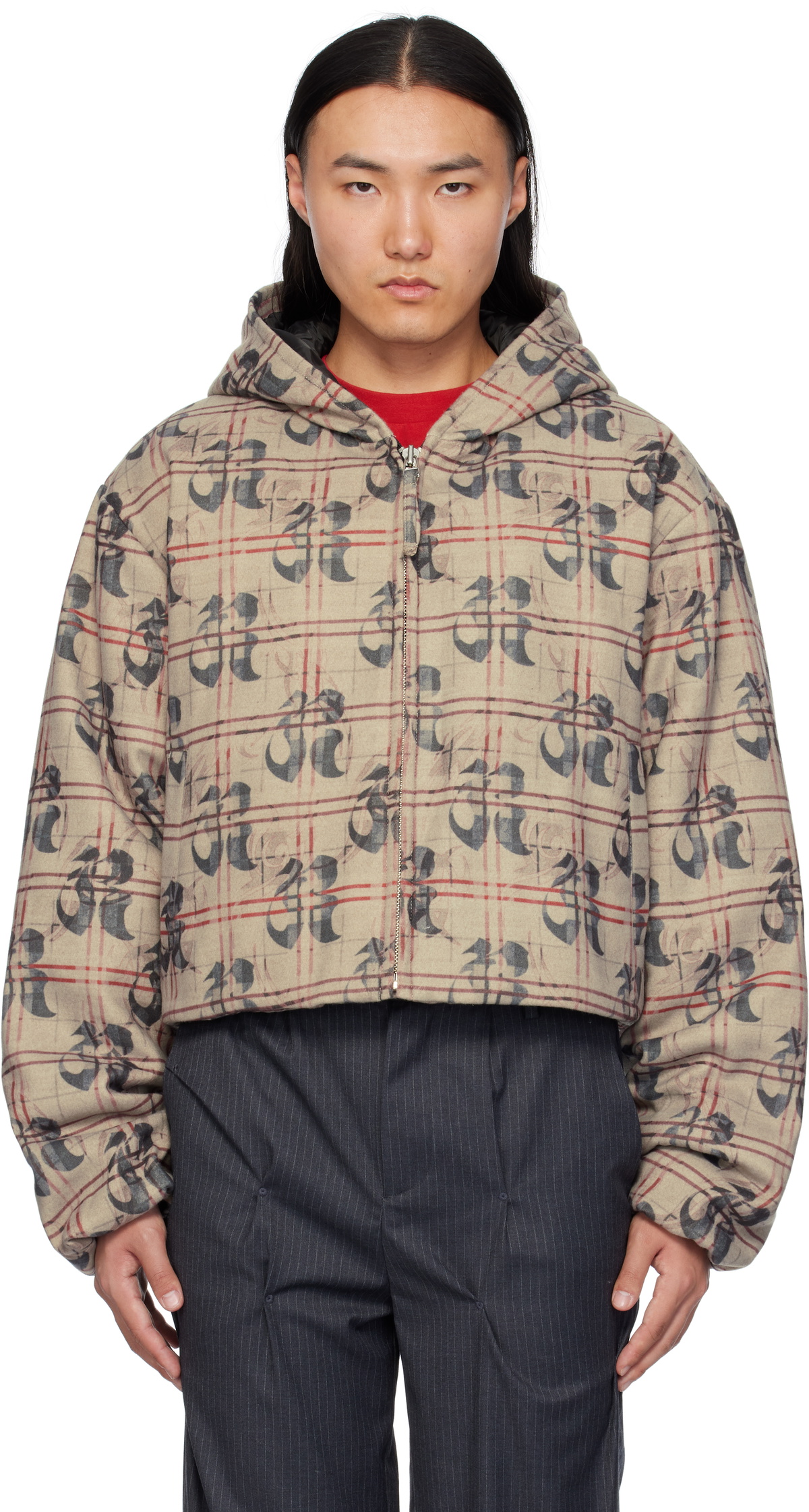 KUSIKOHC Beige Pattern Anorak Windbreaker Jacket