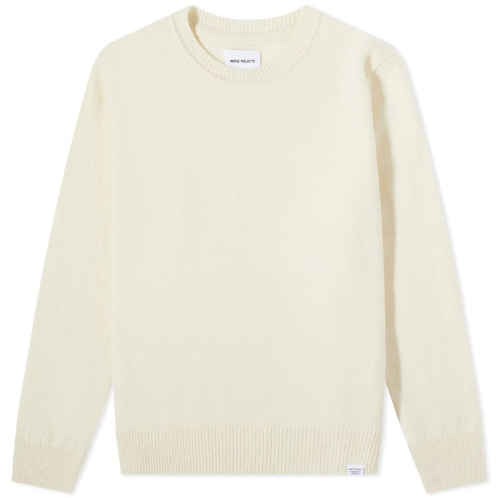 Photo: Norse Projects Men's Sigfred Lambswool Crew Knit in Ecru