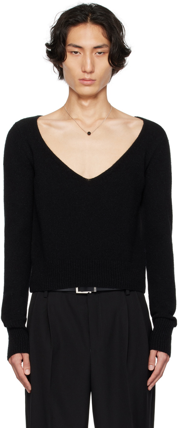 Dries Van Noten Black V-Neck Sweater Dries Van Noten