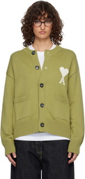 AMI Paris Green Wool Crewneck Ami de Coeur Cardigan