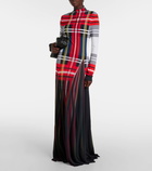 Loewe Tartan pleated crêpe jersey gown