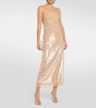 Simkhai Valentina lace-trimmed sequined slip dress
