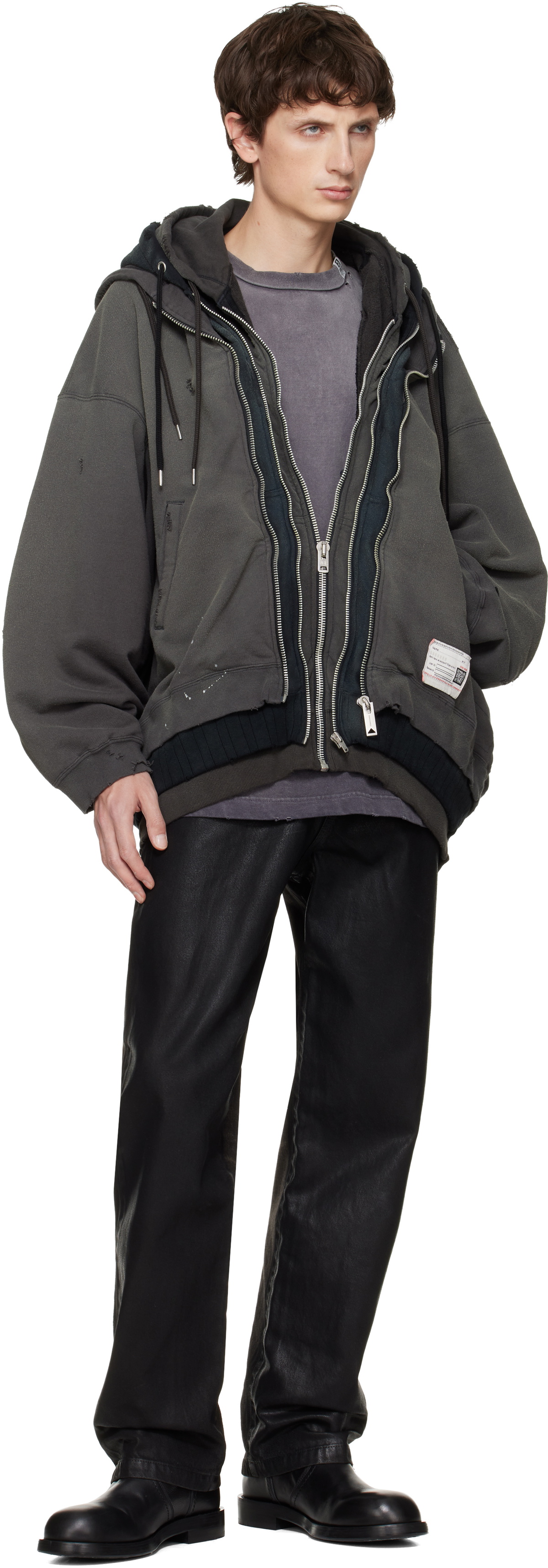 Maison MIHARA YASUHIRO Black Triple Layered Hoodie