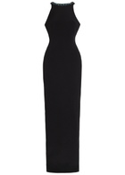 Balmain Crystal-embellished Crepe Gown Black