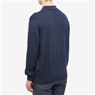 Maison Kitsuné Men's Dressed Fox Patch Knitted Polo Shirt in Navy