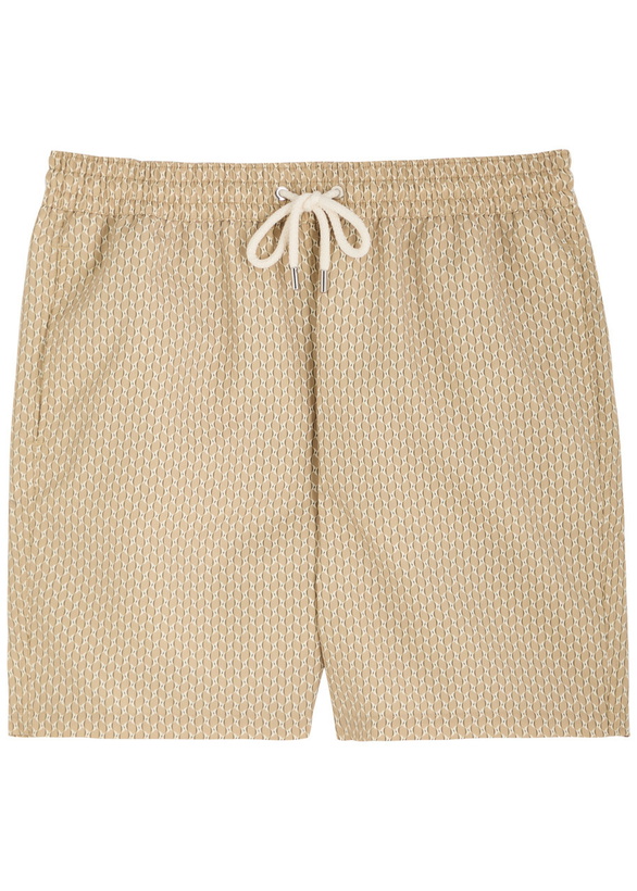 Photo: Frescobol carioca Santos Printed Shell Swim Shorts Beige