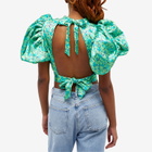 Rotate Women's Puff Sleeve Top in Clematis Blue Combi
