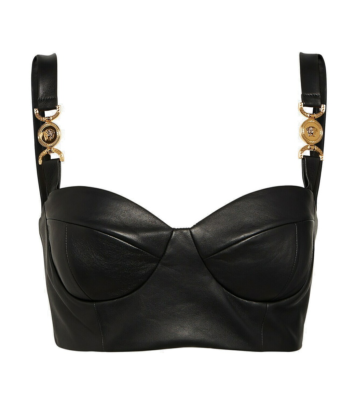 Photo: Versace Medusa '95 leather bustier top