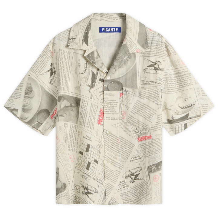 Photo: END. x PICANTE Headline Printed Linen Short Sleeve Shirt in Ivory