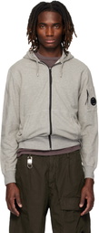 C.P. Company Gray Light Fleece Zip Lens Hoodie