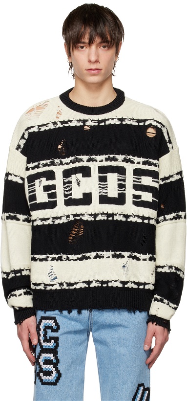 Photo: GCDS Black & White Striped Sweater