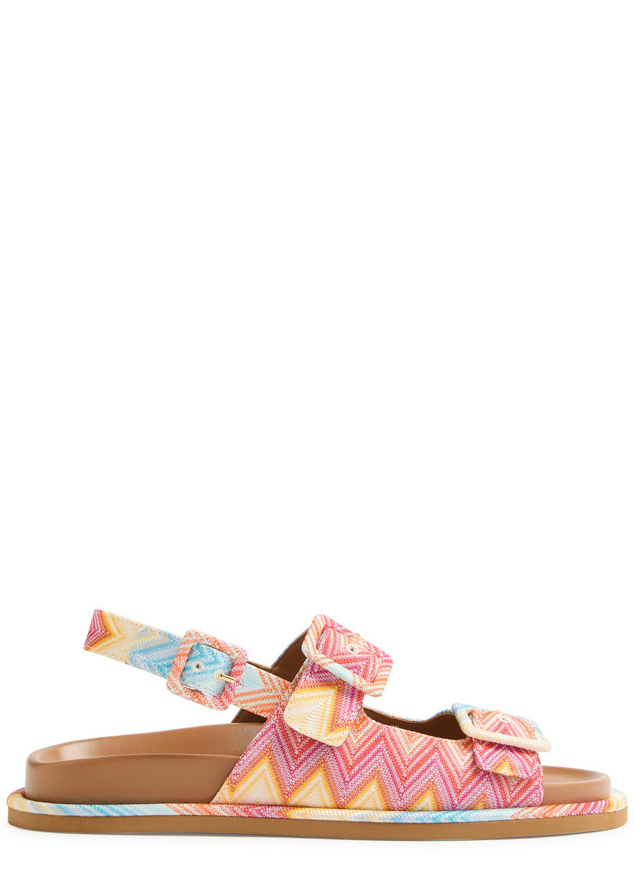 Missoni Mia Wave Zigzag Leather Sandals Pink/Yellow Missoni