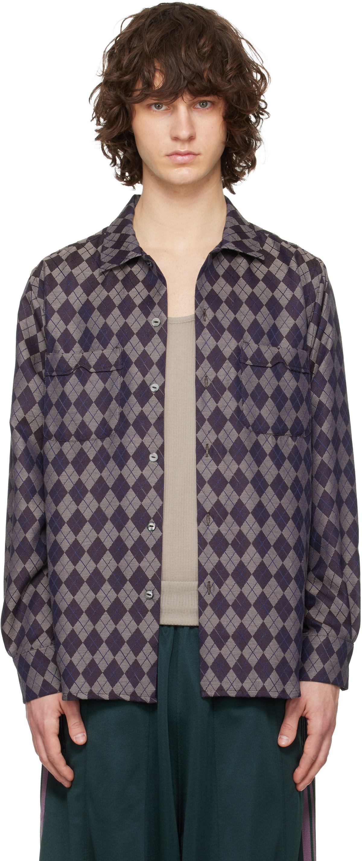 トップス Needles MOHAIR CARDIGAN - STAR Needles Navy and Pink Mohair Star Cardigan Needles