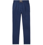 Brunello Cucinelli - Slim-Fit Linen and Cotton-Blend Drawstring Trousers - Blue