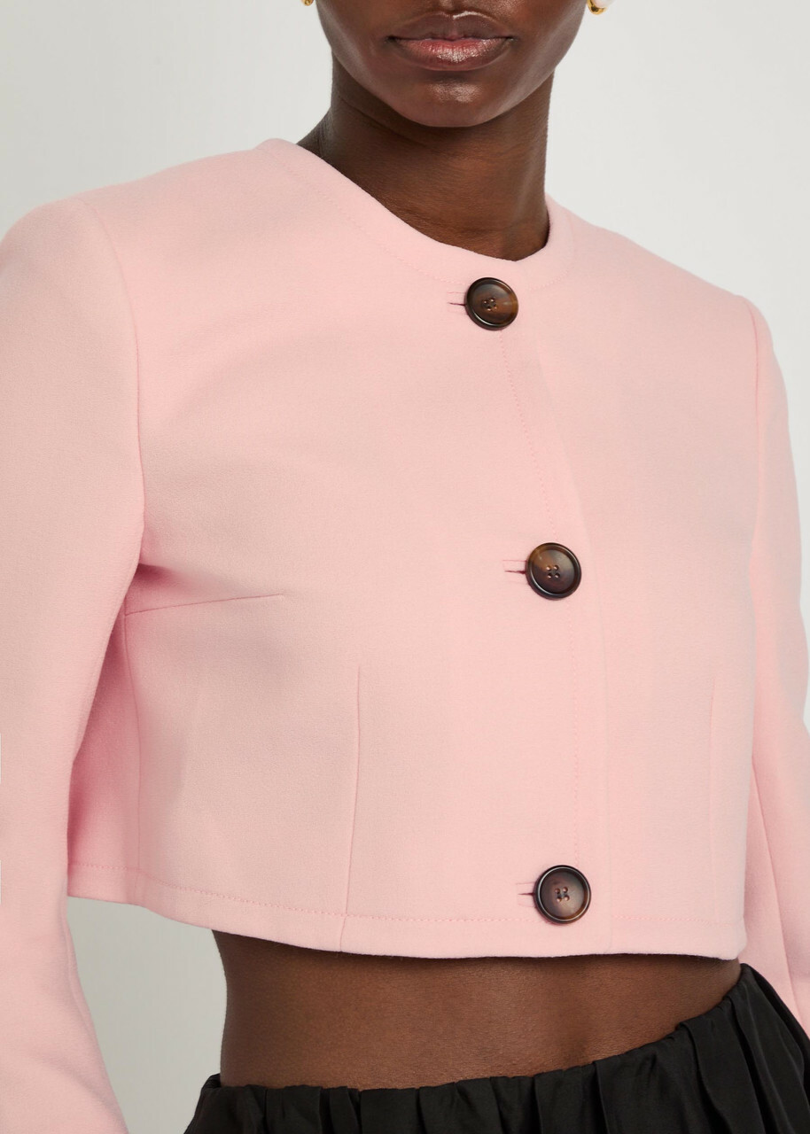 Emilia Wickstead Lizette Wool-crepe Cropped Jacket Light Pink