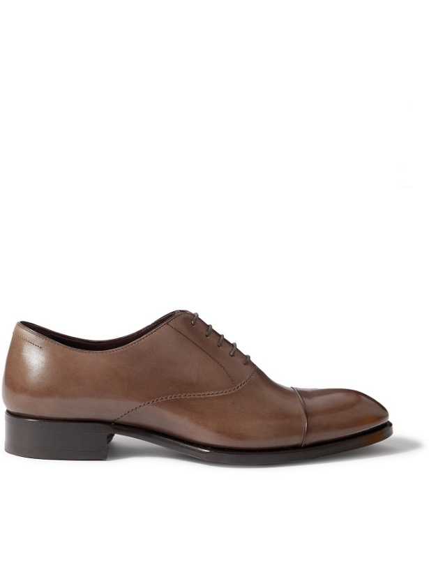 Photo: BRIONI - Cap-Toe Leather Oxford Shoes - Brown