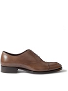 BRIONI - Cap-Toe Leather Oxford Shoes - Brown