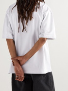 Balenciaga - Oversized Logo-Embroidered Cotton-Jersey T-Shirt - Neutrals