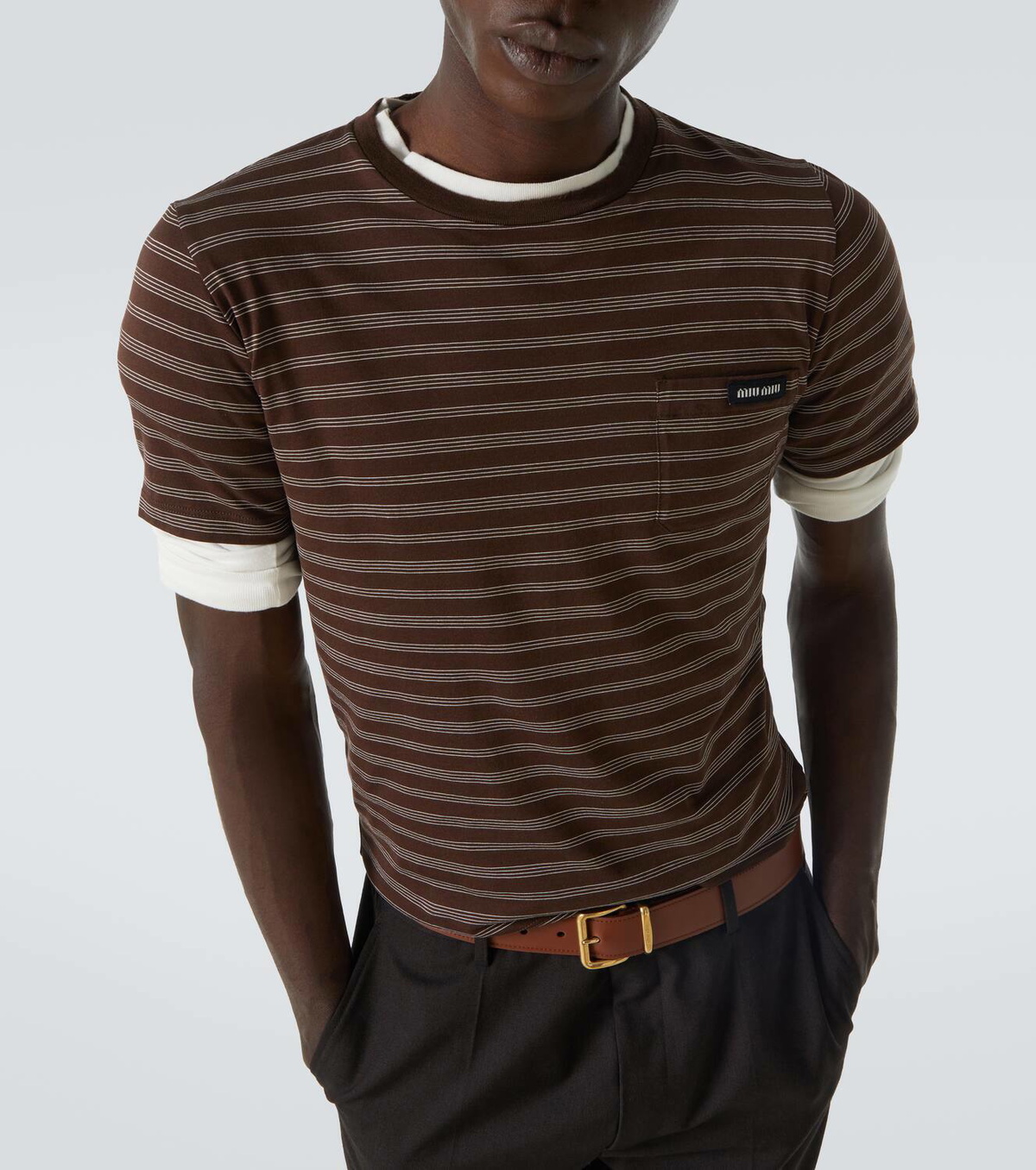 Miu Miu Striped cotton jersey T-shirt Miu Miu