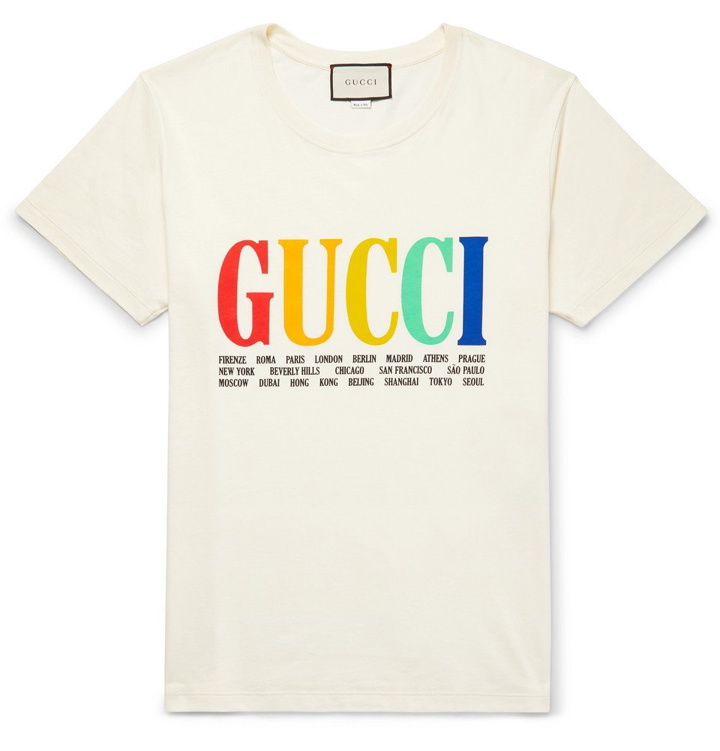 Photo: Gucci - Printed Cotton-Jersey T-Shirt - Men - Cream