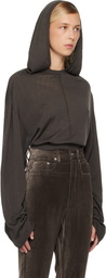 Rick Owens Gray Concordians Cropped Tunic Hoodie