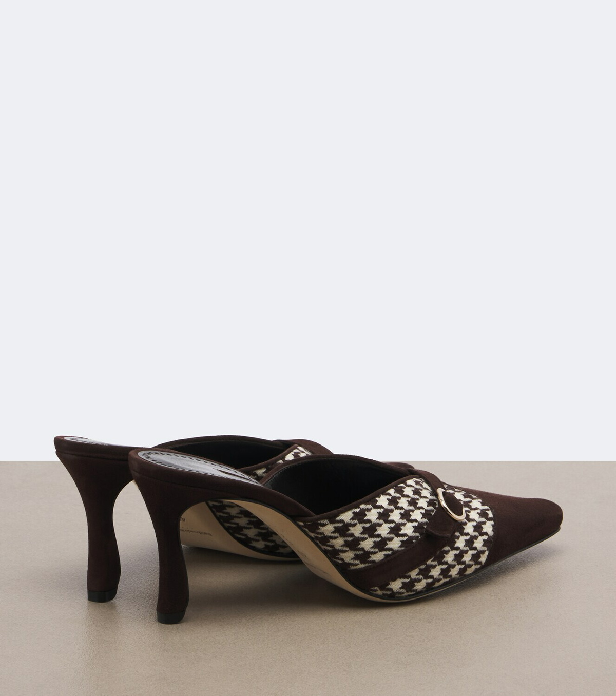Manolo Blahnik Mircamu houndstooth and suede mules