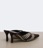 Manolo Blahnik Mircamu houndstooth and suede mules
