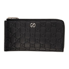 Gucci Black GG Print Signature Zip Wallet