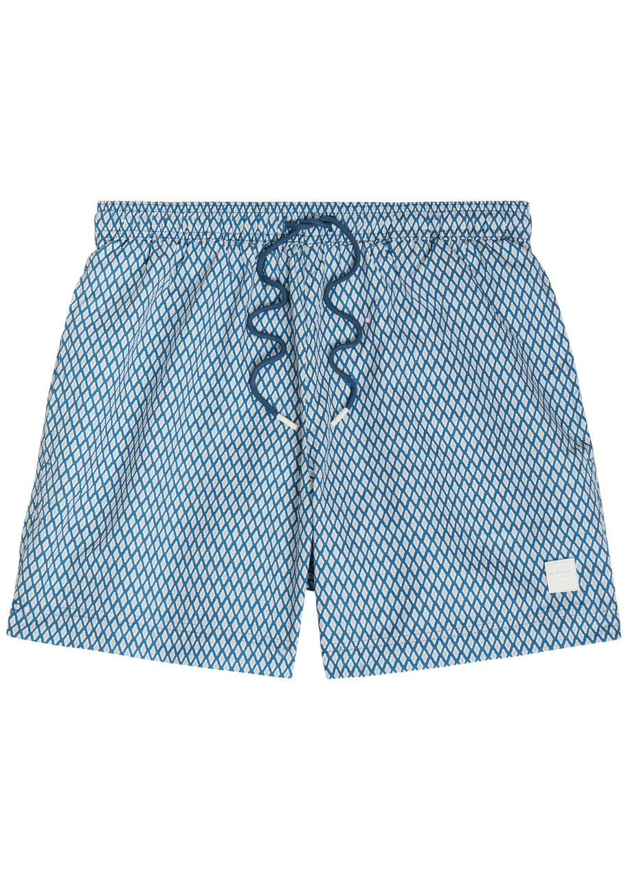 Boss Patterned Shell Swim Shorts Blue