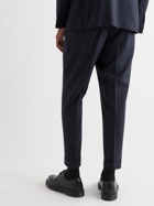 AMI PARIS - Tapered Cropped Pleated Wool Suit Trousers - Blue