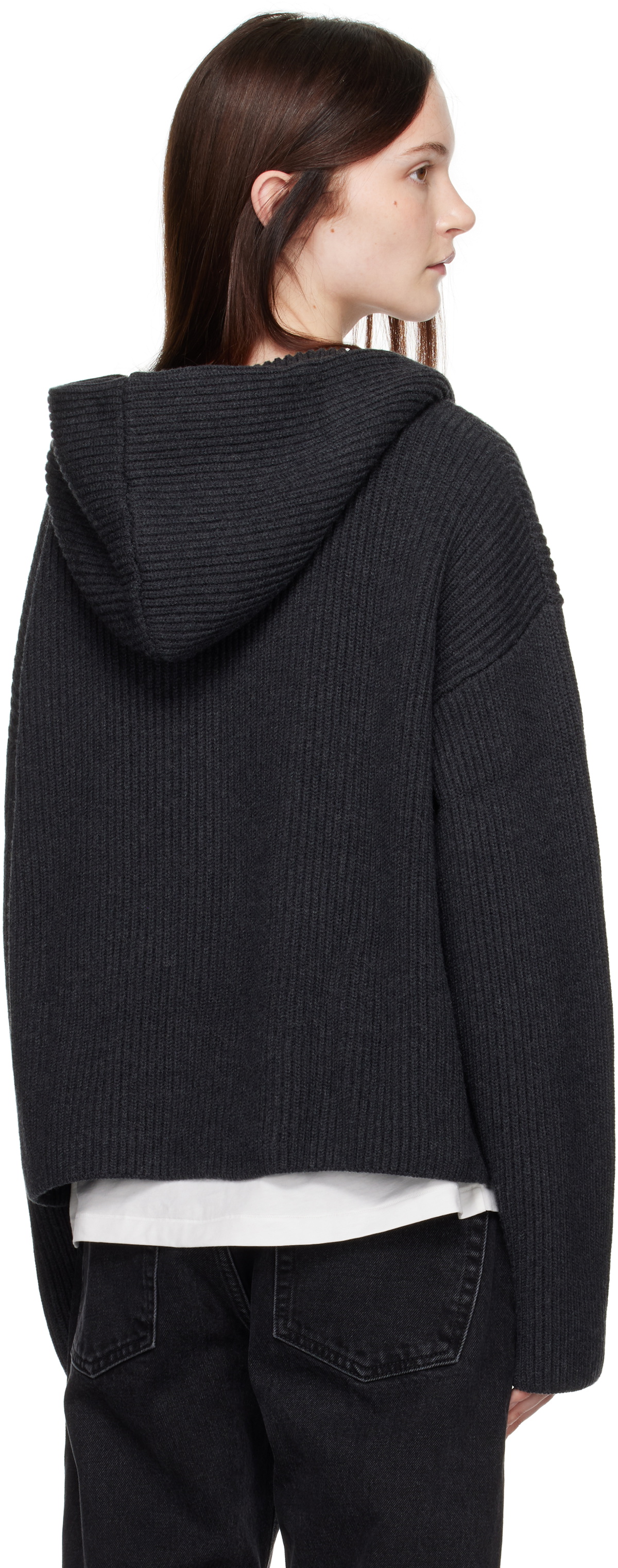 Aya Muse Gray Knit Zip Up Hoodie Aya Muse