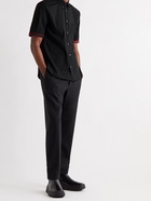 ALEXANDER MCQUEEN - Slim-Fit Button-Down Collar Logo Webbing-Trimmed Cotton-Blend Shirt - Black