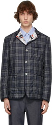 Junya Watanabe Navy Akira Toriyama Edition Linen Check Blazer