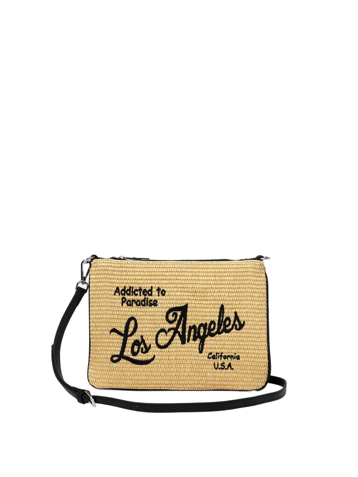 MC2 Saint Barth Parisienne Straw Pochette With Los Angeles Embroidery