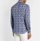 Kiton - Slim-Fit Printed Cotton-Poplin Shirt - Blue