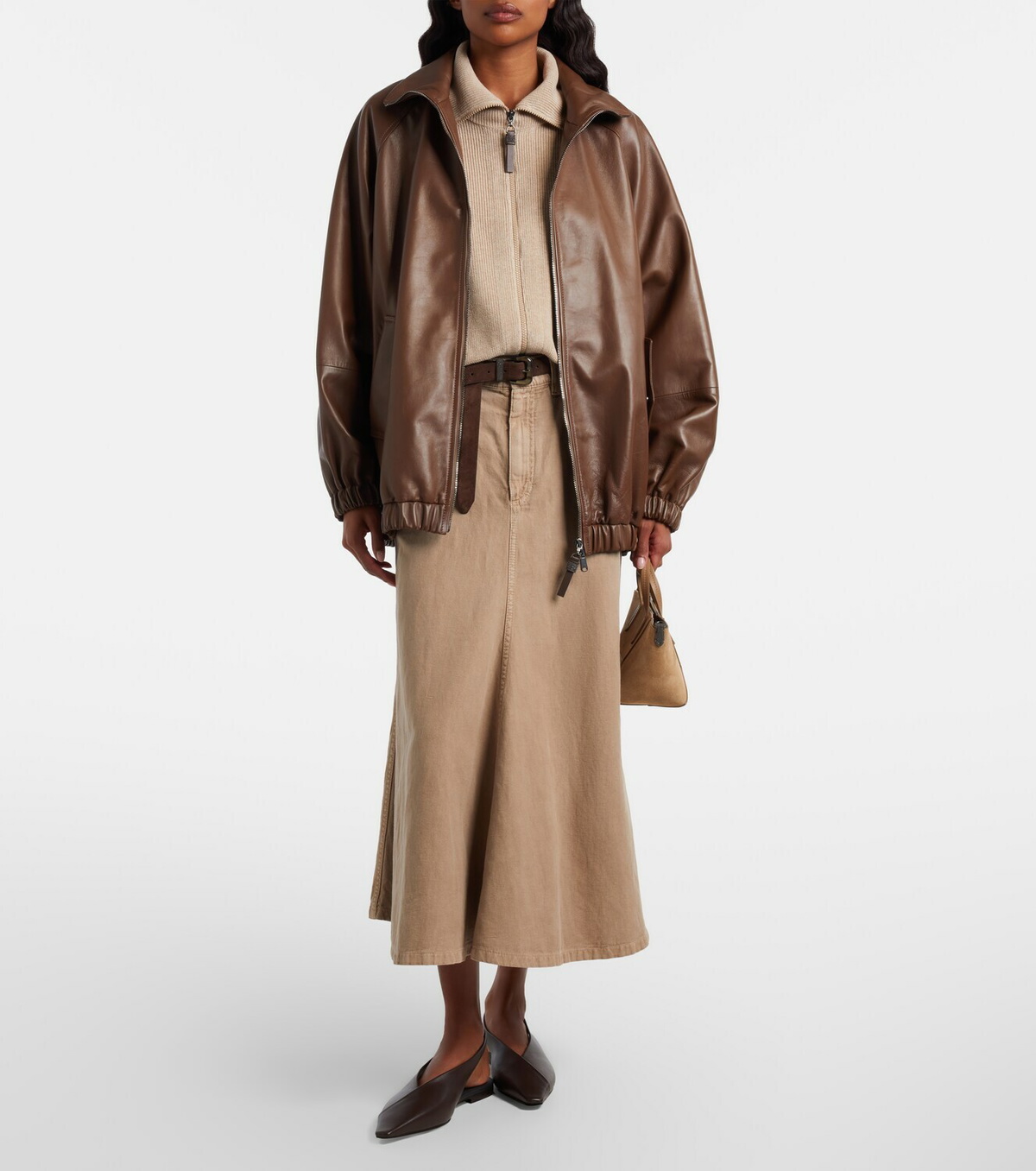 Brunello Cucinelli Leather slingback flats