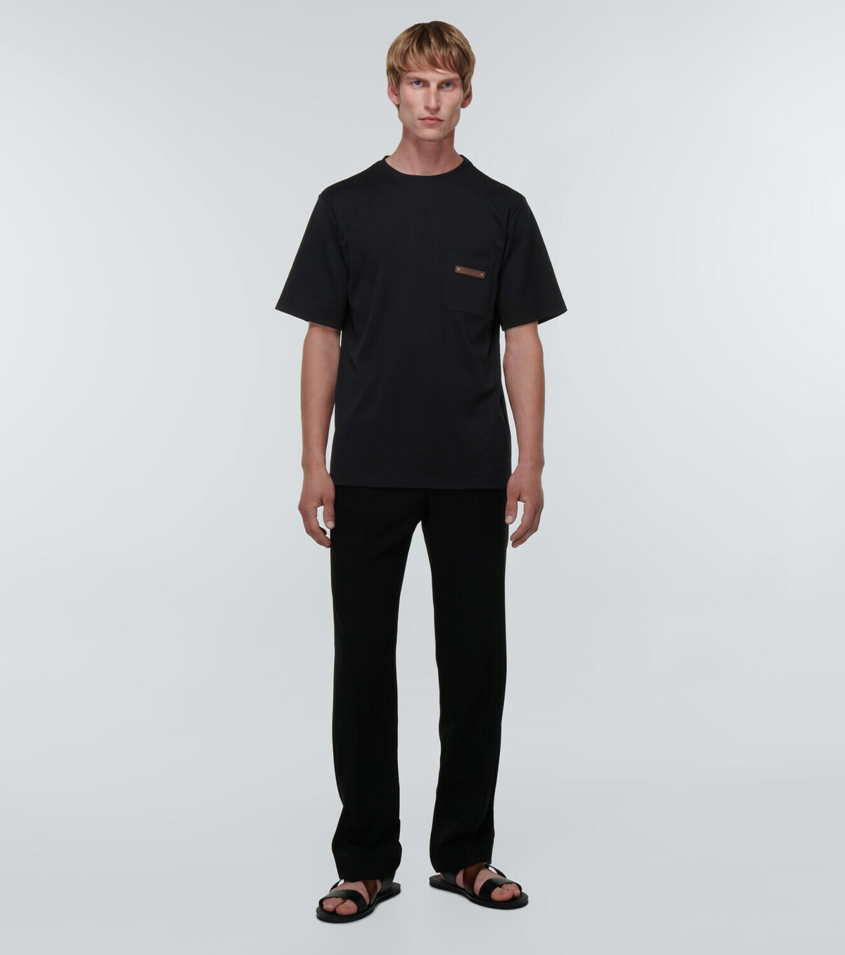 Berluti Leather-detail cotton jersey T-shirt Berluti
