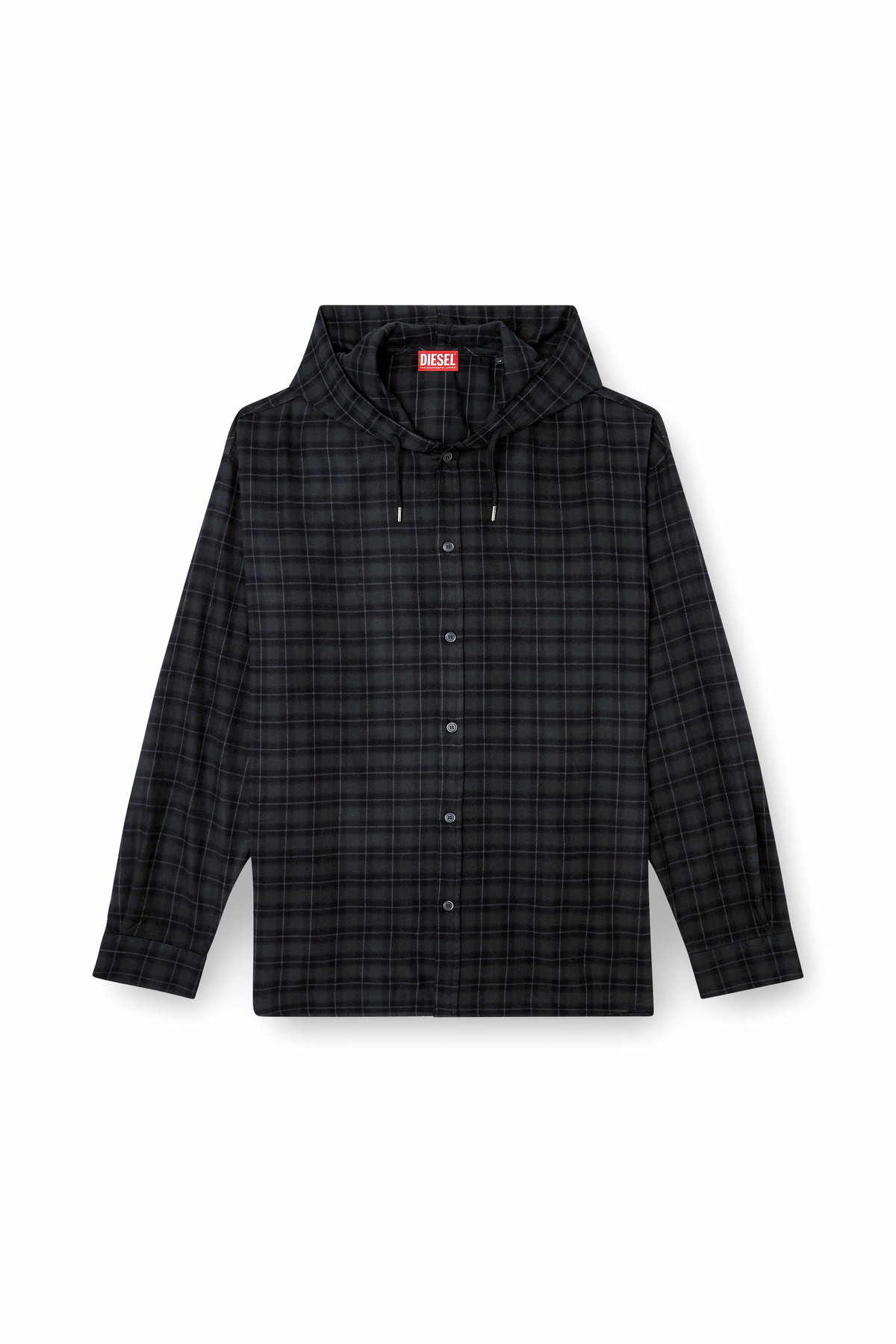 Diesel Hooded shirt in check flannel - Shirts Mens in Black Diesel