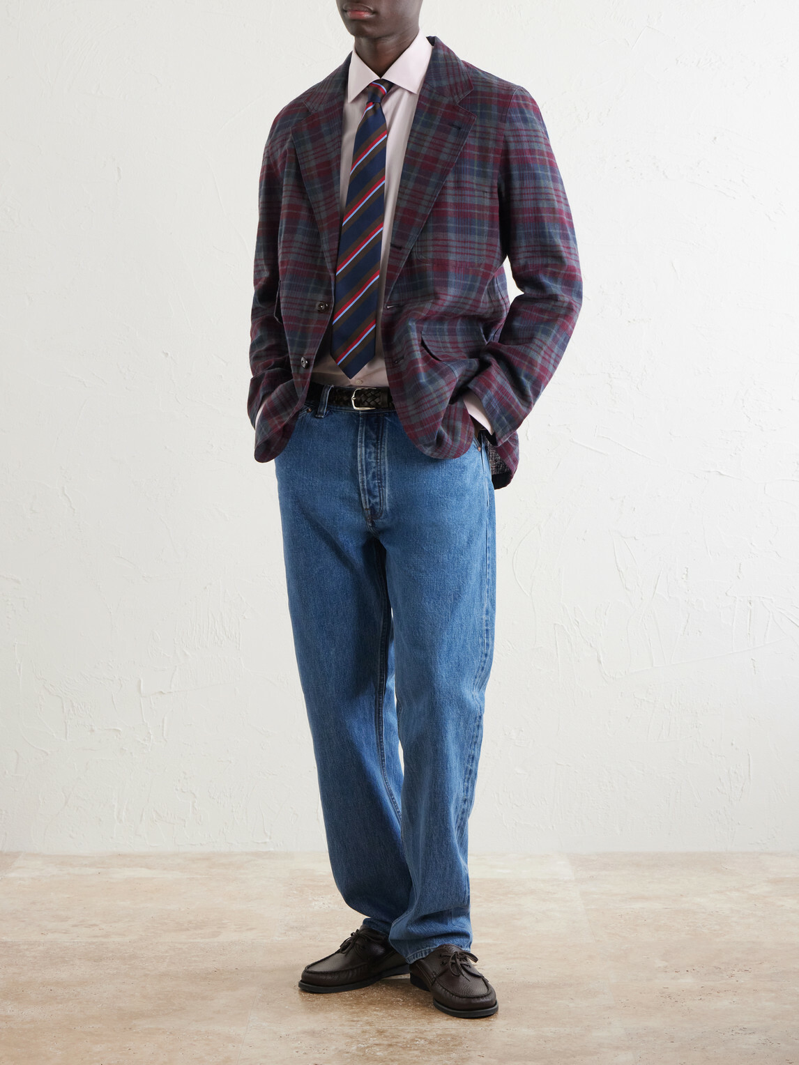 Drake's - Madras Games Checked Linen-Blend Blazer - Blue