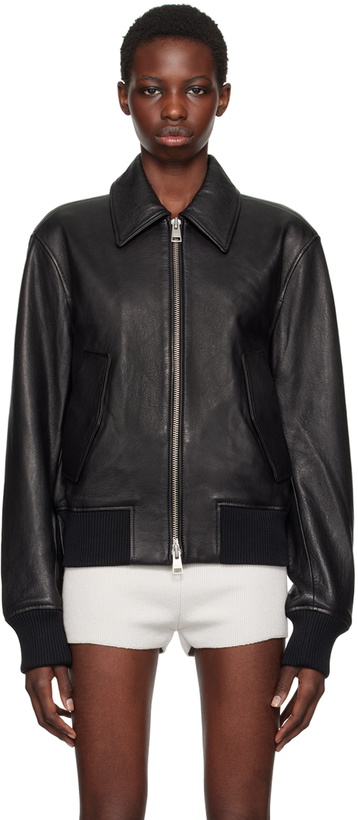 Photo: AMI Paris Black Zipped Leather Jacket