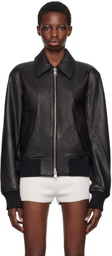 AMI Paris Black Zipped Leather Jacket