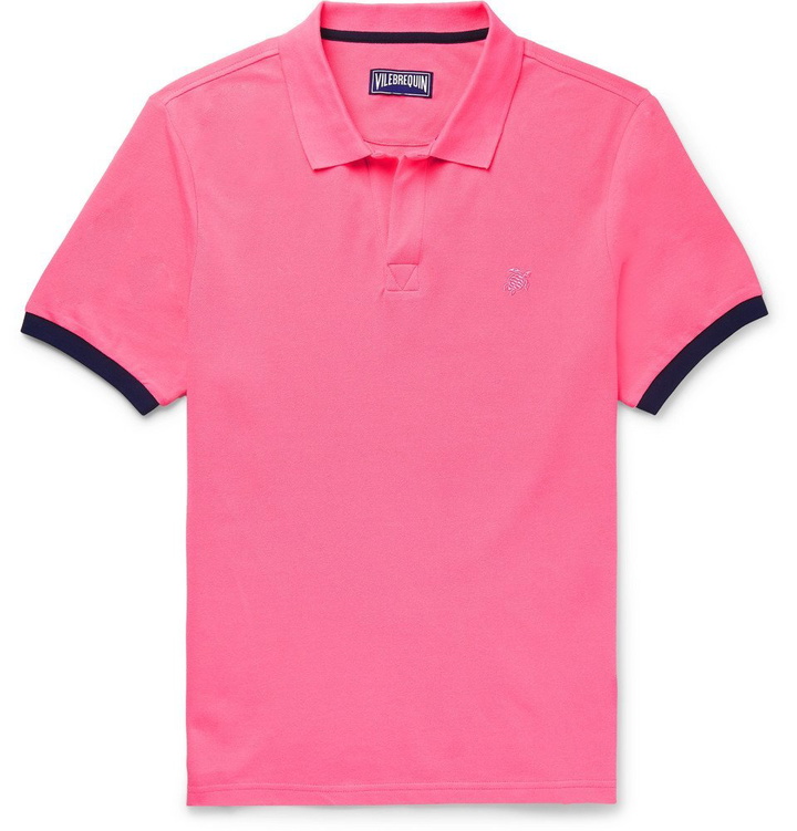 Photo: Vilebrequin - Palatin Contrast-Tipped Cotton-Piqué Polo Shirt - Pink