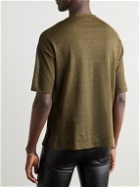 SAINT LAURENT - Linen and Silk-Blend T-Shirt - Green