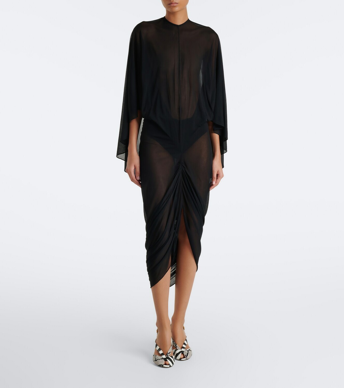 Jacquemus Noche sheer crêpe jersey midi dress