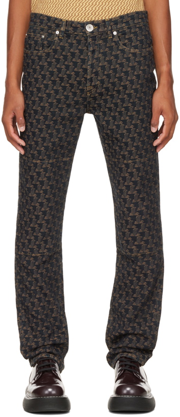 Photo: Lanvin Navy Jacquard Tapered Jeans