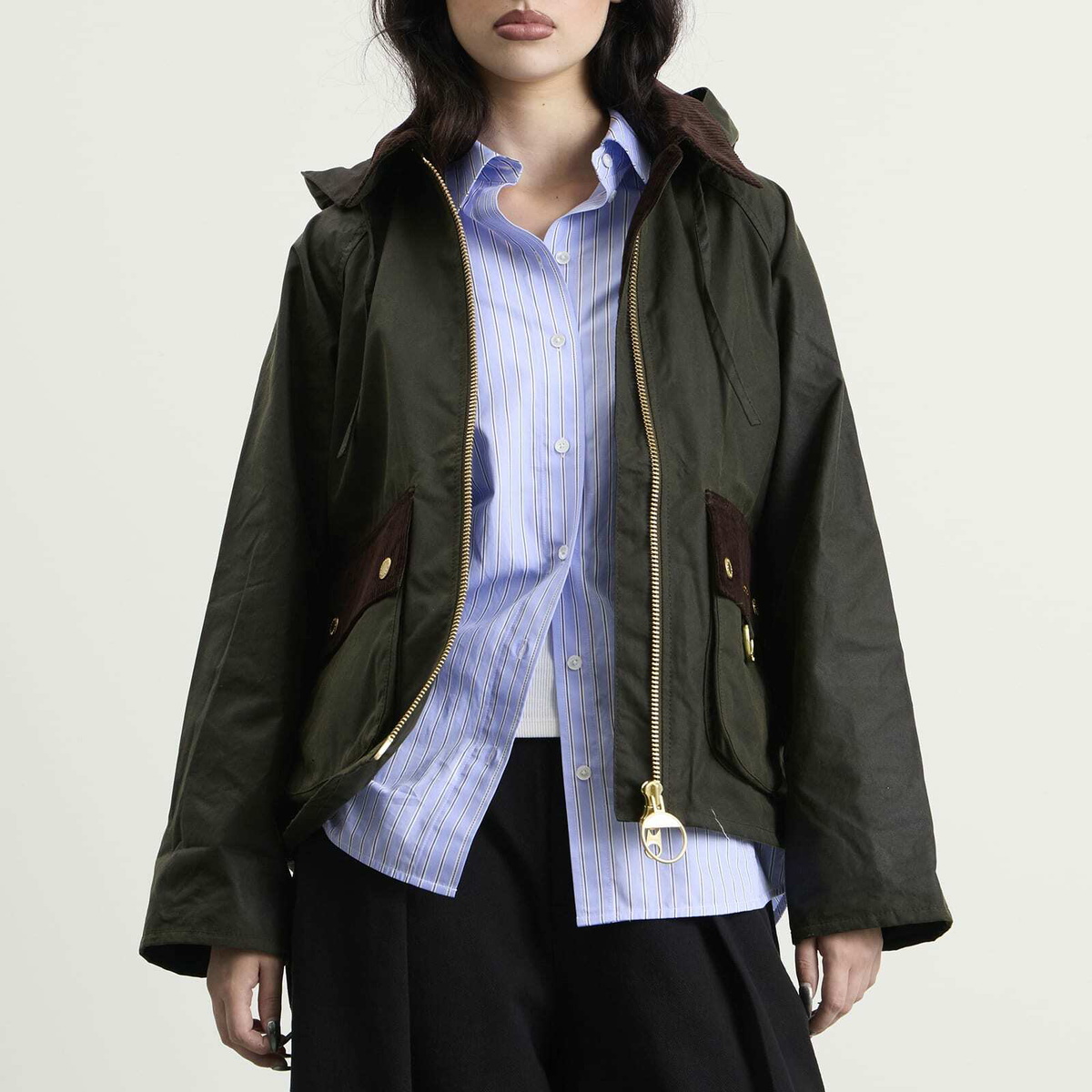 Barbour Women's Carville Wax Jacket in Fern/Shadow Classic