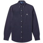 Polo Ralph Lauren Men's Slim Fit Button Down Pique Shirt in Aviator Navy